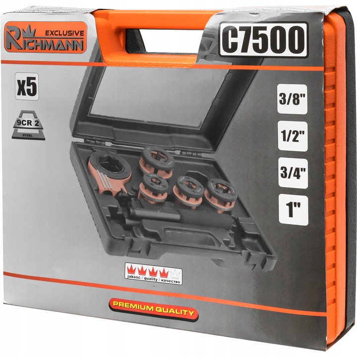 RICHMANN GWINTOWNICA RĘCZNA NARZYNKI DO RUR 4 GŁOWICE 5el 3/8" 3/4" 1/2" 1"