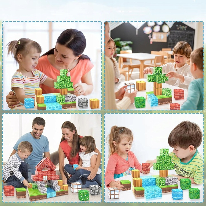 BUDOWANIE MAGNETYCZNE, 100 SZT. ELEMENTÓW MAGNETYCZNE KLOCKI KONSTRUKCYJNE