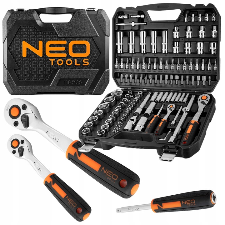 NEO 10-066 ZESTAW KLUCZE NASADOWE NASADKI TORX 1/4" 1/2" walizka 110el XXXL