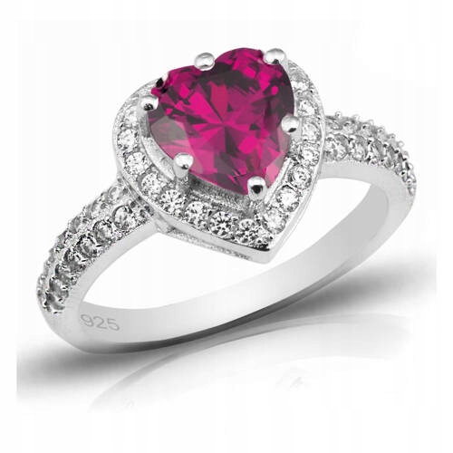 Pierścionek Srebrny z Rubinowym Sercem