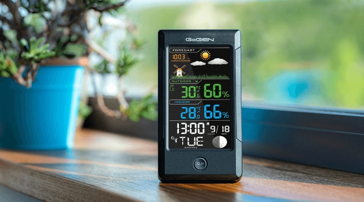 Stacja meteorologiczna budzik data fazy księżyca wilgotność Gogen ME1296