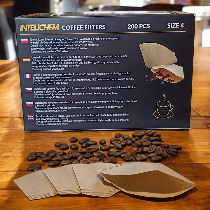 Filtry Do Kawy Papierowe Rozmiar 4 200 Sztuk Brązowe Niebielone