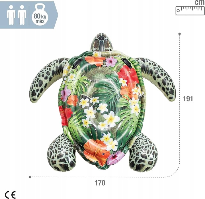 Dmuchany Materac Żółw Morski do Basenu na Plażę nad Wodę 191 x 170 cm INTEX