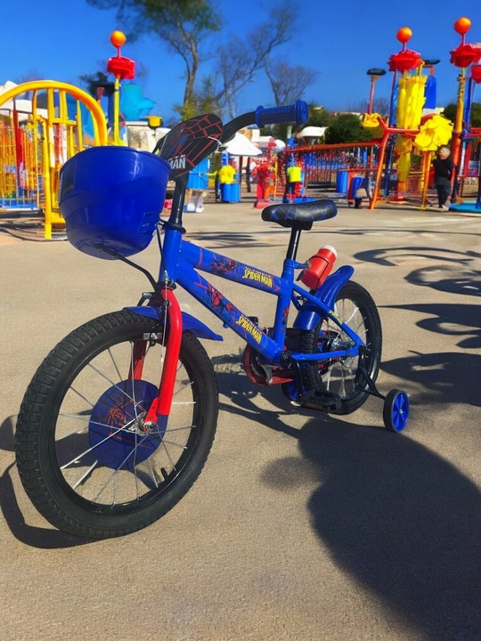 Rower Rowerek Dziecięcy 16 Cali SPIDERMAN Dla Chłopca Kółka Boczne Koszyk