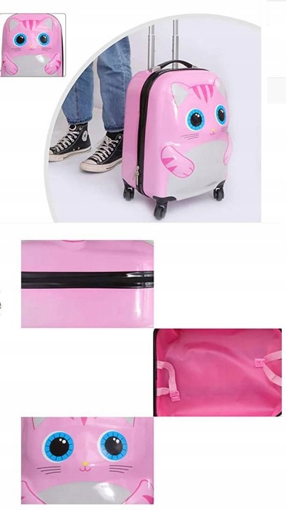 KOTEK KOT 3D WALIZKA DZIECI BAGAŻ PODRÓŻ KABINOWA