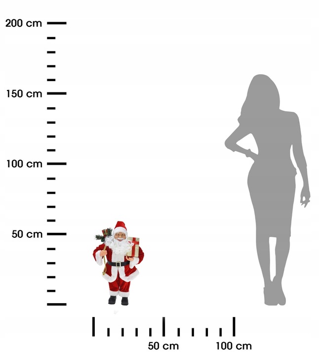 FIGURKA MIKOŁAJA duży Mikołaj z prezentami 60 cm dekoracja świąteczna