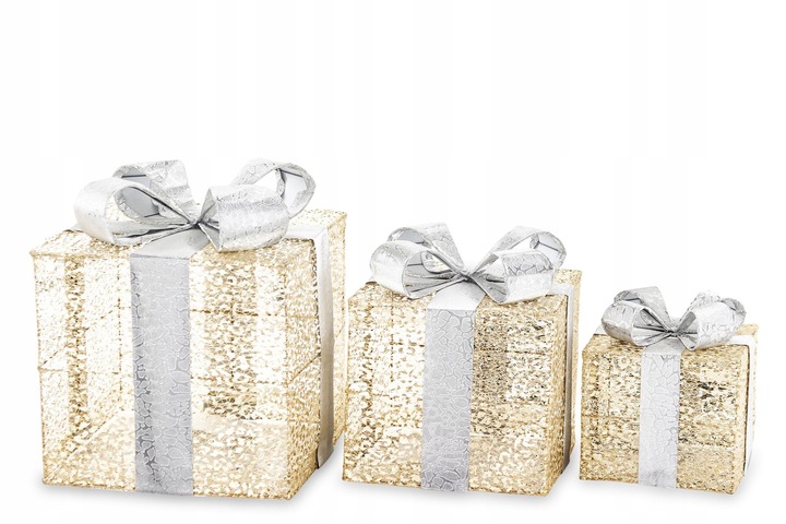 Ozdoba Prezenty zestaw 3 szt. LED Figurka świetlna świąteczna prezentowy