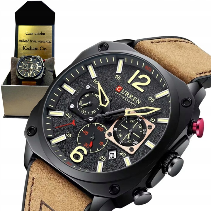 Zegarek Męski Curren Datownik Chronograf Prezent Wodoszczelny Grawer