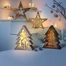 CHOINKA DREWNIANA las 10led 34cm TIMER BRĄZOWA