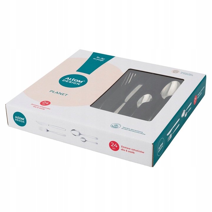 Sztućce Komplet na 6 osób Altom Design Planet srebrny połysk 24 elementy