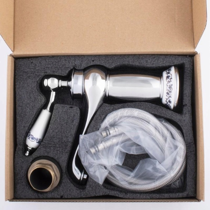 Bateria umywalkowa stojąca retro chrom łazienkowa srebrna kran YOKA HOME