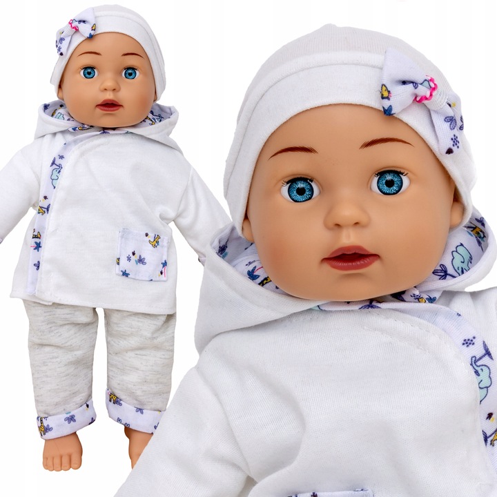 Wózek dla lalek 3w1 SPACEROWY GŁEBOKI + INTERAKTYWNA LALKA BOBAS zestaw XXL