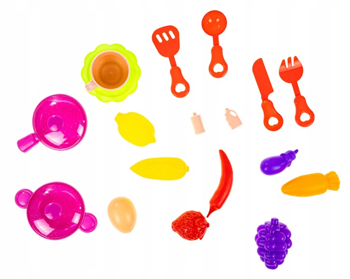 KUCHNIA ZLEW Z WODĄ DLA DZIECI KRAN NA BATERIE PALNIKI AKCESORIA WARZYWA