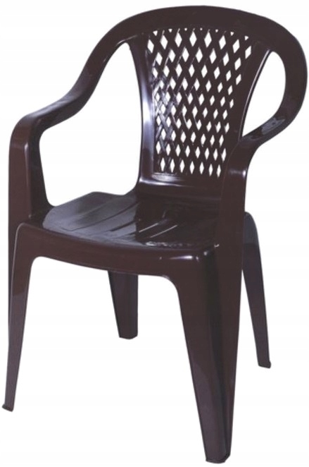 Mocny plastikowy fotel ogrodowy DIAMENT max 110kg taras balkon brązowy