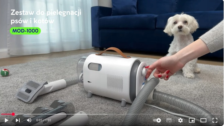 Zestaw do pielęgnacji psa kota odkurzacz trymer szczotka 6w1 MPM MOD-1000