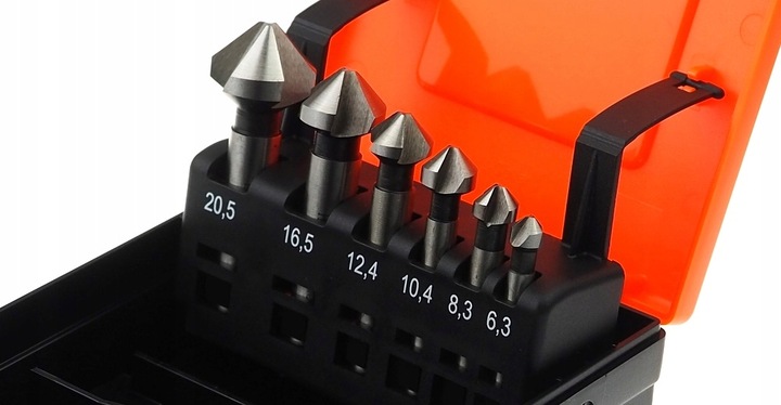 Frez stożkowy pogłębiacz fazownik 90st 6szt kobalt