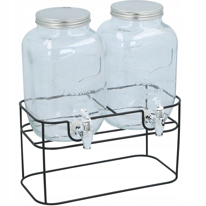 Słój z Kranikiem 2x 4l Słoiki+ podstawka do ogrodu na piknik lemoniadę wodę