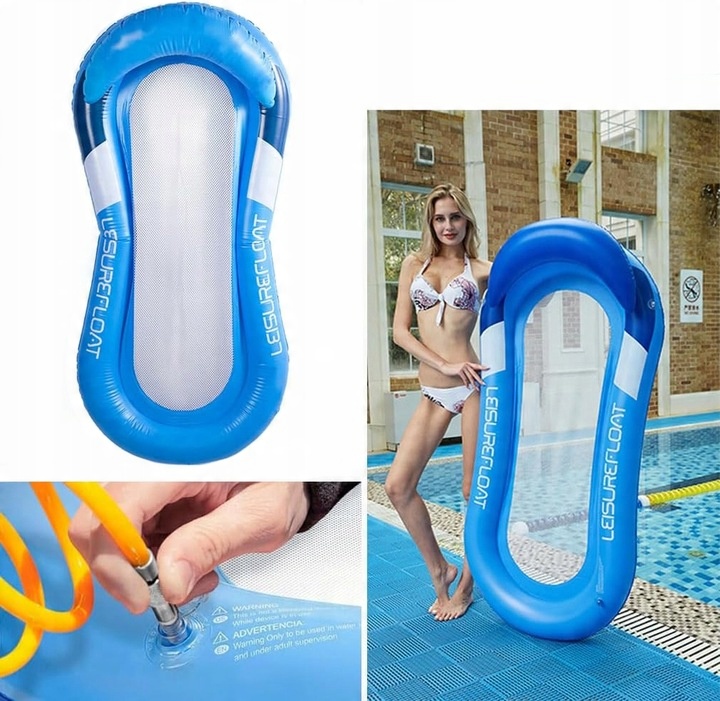 Materac Do Pływania Z Siatką I Zagłowkiem Leżak Fotel Wodny Siatka Dmuchany