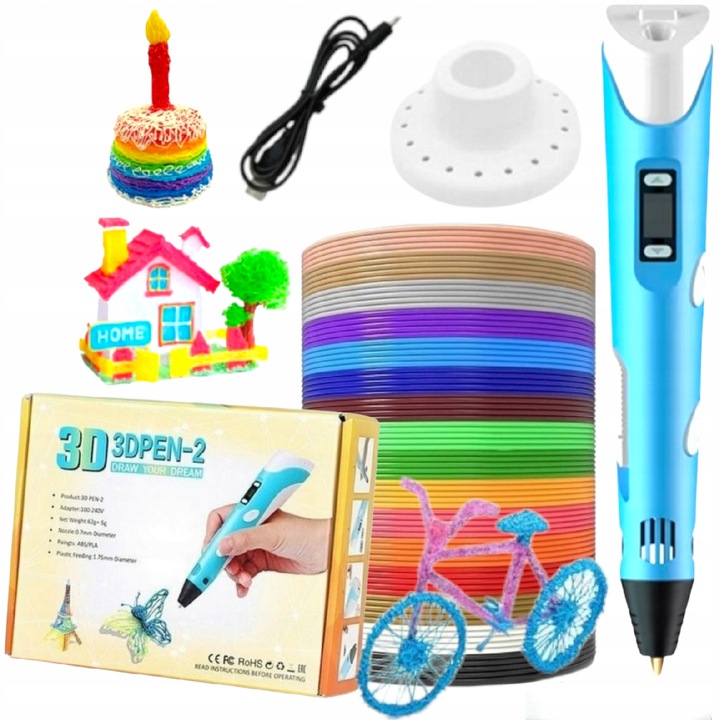 DŁUGOPIS 3D DLA DZIECI DRUKARKA 3D MAGICZNY DŁUGOPIS 3D + WKŁADY 110 METRÓW