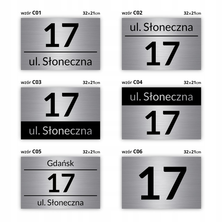 NIERDZEWNY NUMER NA DOM 32x21cm TABLICZKA ADRESOWA Z NUMEREM DOMU ALUMINIUM