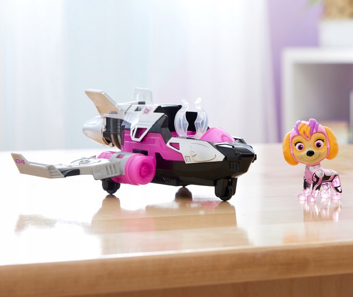 PSI PATROL SKYE POJAZD AUTO WIELKI FILM KOSMOPIESKI + GRATIS CHASE 17 CM