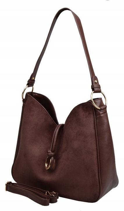 BESTINI torebka damska worek ZAMSZOWY czekolada A4