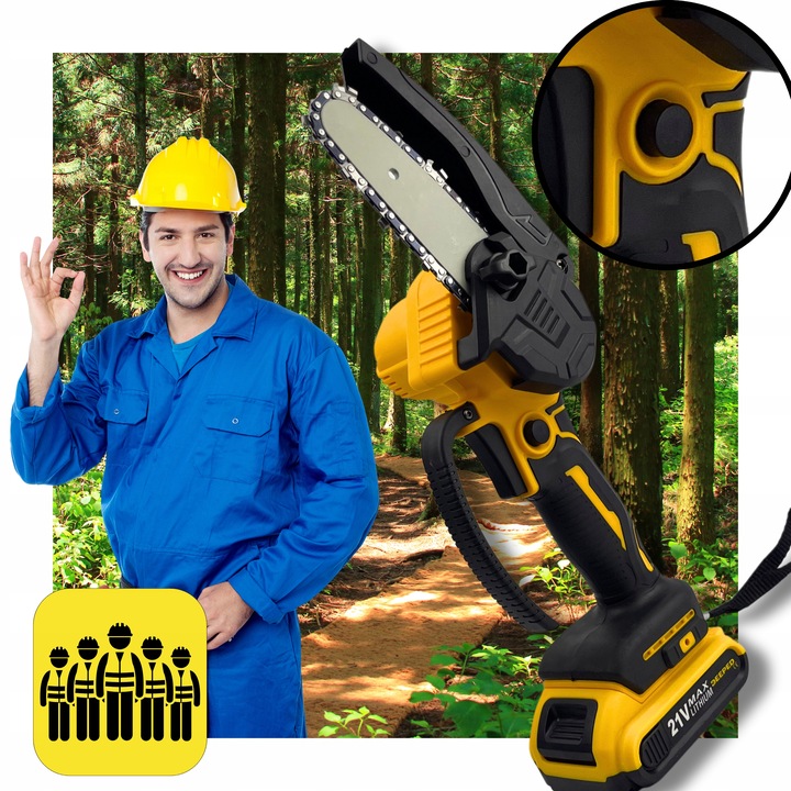 Piła Łańcuchowa Akumulatorowa Mini Pilarka 4''/6'' cali 2xAKU 2xPROWADNICE