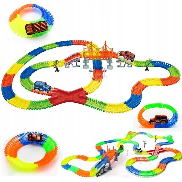 TOR SAMOCHODOWY ŚWIECĄCY 360el + 2 AUTKA MAGIC TRACKS MOST 1808