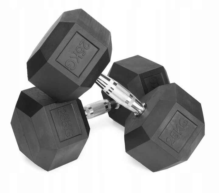 Hantle stałe 1x25kg żeliwne gumowane 25kg HEX do treningu SOLIDNE