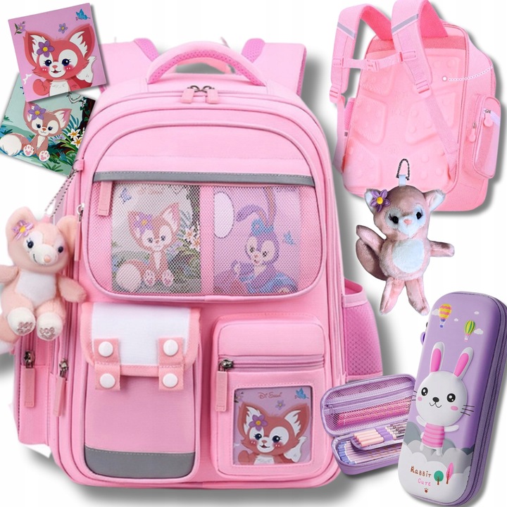 PLECAK SZKOLNY TORNISTER + PIÓRNIK KRÓLIK ZAJĄC odblaski WIELOKOMOROWY 3D