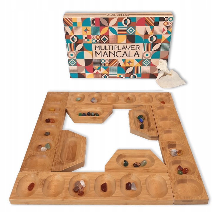 MANKALA UNIWERSALNA - DLA 2-3-4 GRACZY - DREWNIANA