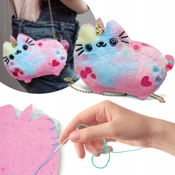 Zestaw Kreatywny DIY Dziewczynki Torebka do Szycia Kotek Puszen Jednorożec