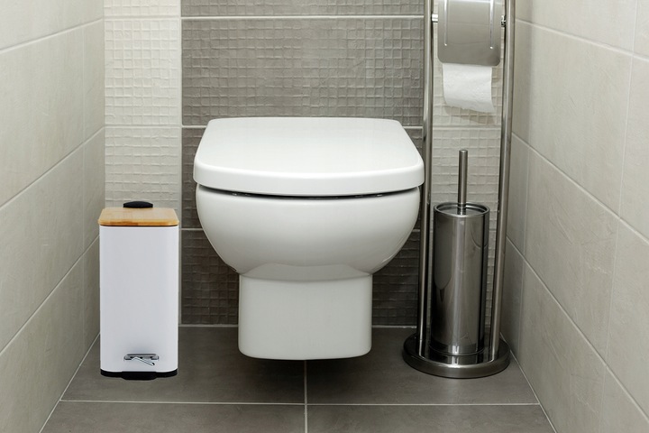 Kosz na śmieci łazienkowy 5l bambus WOLNY OPAD do wc łazienki kuchni biały
