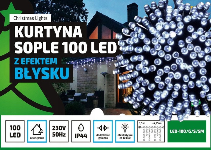 SOPLE ZEWNĘTRZNE FLASH 100LED PROFESJONALNE GRUBE 4m z możliwością łączenia