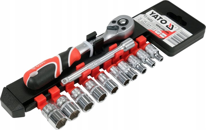 YATO ZESTAW KOMPLET NASADEK Z AKCESORIAMI 1/4",12 CZĘŚCI 72T YT-14432