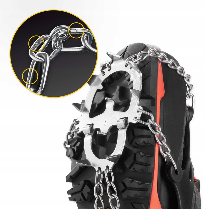 RACZKI NA BUTY TURYSTYCZNE TREKKINGOWE GÓRSKIE Z KOLCAMI ŁAŃCUCHY PREMIUM L