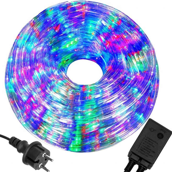 WĄŻ ŚWIETLNY ZEWNĘTRZNY 240 LED LAMPKI CHOINKOWE IP44 10m PROGRAMATOR MULTI