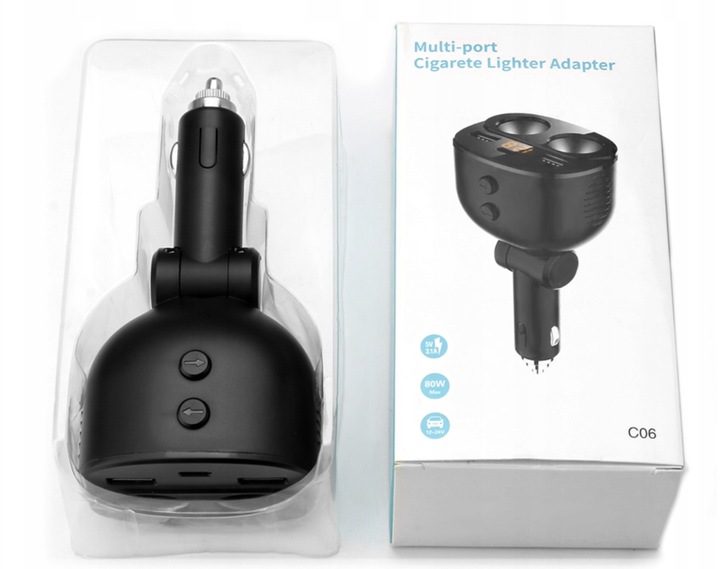 M.Tacho Rozgałęźnik/Rozdzielacz USB 12/24V|2 x USB|2 x zaplnicz|1 x USB-C