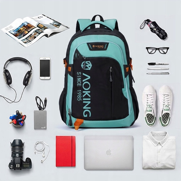 wszechstronny plecak miejski 27L zielony AOKING - idealny na codzienne