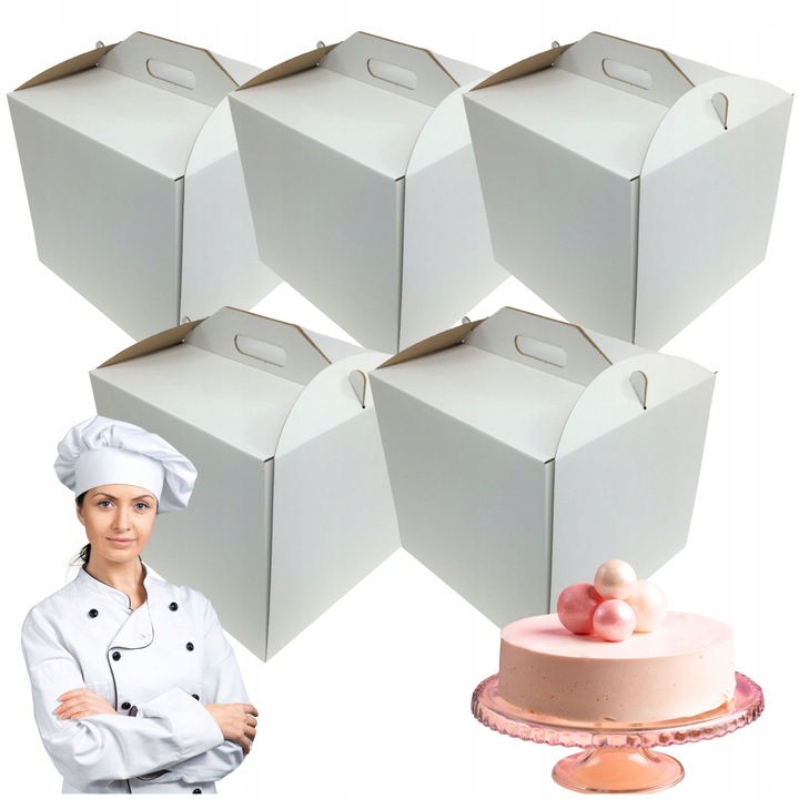 PUDEŁKO NA TORT CIASTO OPAKOWANIE 30x30x28 GRUBY MOCNY KARTON 5 SZTUK