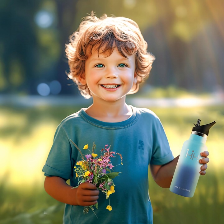 KUBEK TERMICZNY BUTELKA TERMOS NA KAWĘ HERBATĘ NAPOJE STALOWY SŁOMKA 500ML