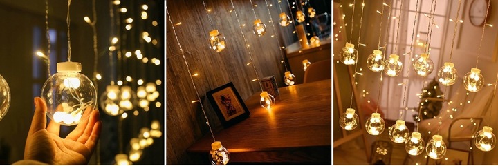 Kurtyna świetlna girlanda lampki świąteczne kule bombki led sople 1005