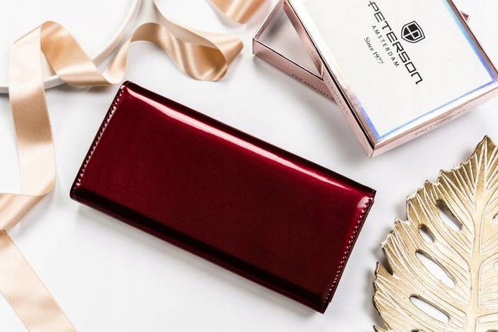 Portfel Peterson damski duży w kwiaty na suwak z ochroną kart RFID pojemny