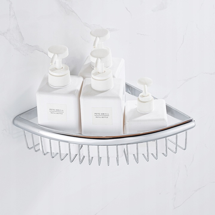 Koszyk półka narożna łazienkowa chrom pod prysznic