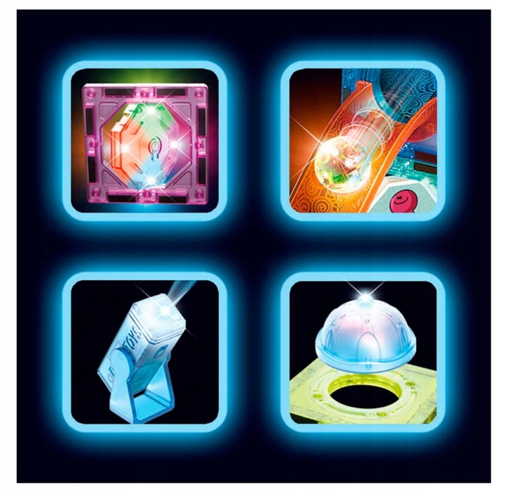 KLOCKI MAGNETYCZNE ŚWIECĄCY TOR KULKOWY 110 ELEMENTÓW KULODROM ZESTAW