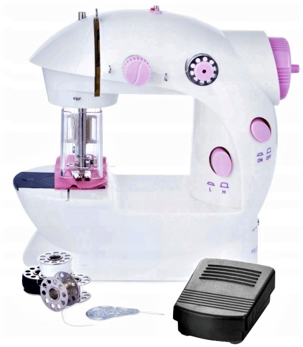 PRAWDZIWA MASZYNA DO SZYCIA DLA DZIECI Z OSŁONĄ NA PALCE + IGŁA NICI LAMPKA