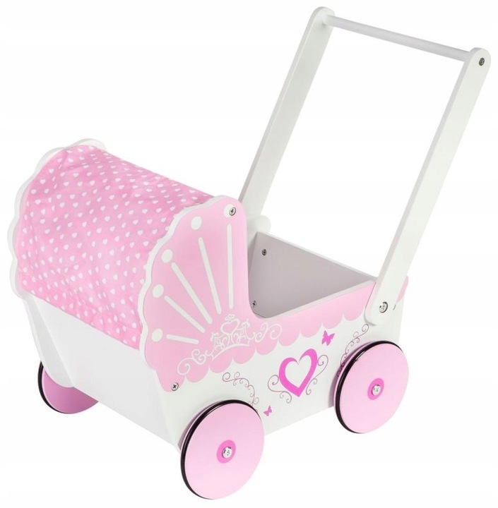 Wózek Dla Lalek Drewniany Chodzik Pchacz Antypoślizgowe Koła Super Wygląd