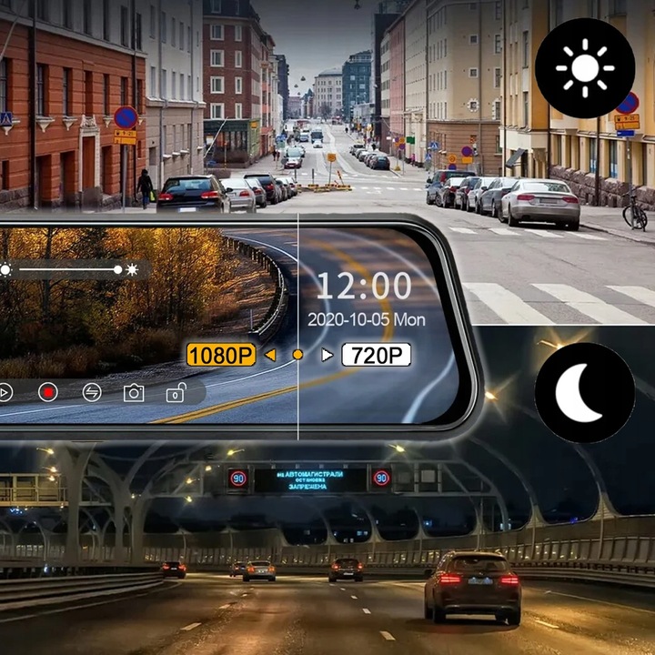 KAMERA SAMOCHODOWA WIDEO REJESTRATOR JAZDY W LUSTERKU WIDEOREJESTRATOR M PL