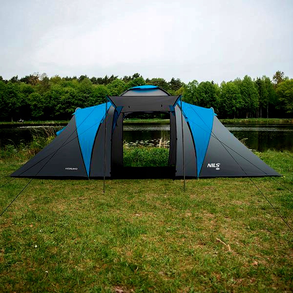 Turystyczny Namiot Kempingowy Duży Z 2 Wejściami 2 Sypialnie 6 osób SOLIDNY