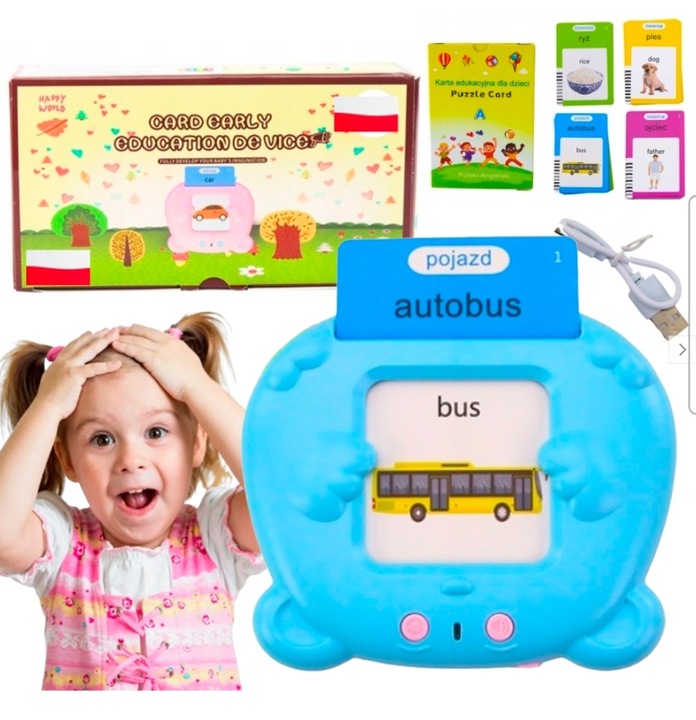 CZYTNIK KART Do Nauki słówek POLSKI ANGIELSKI 448 SŁÓW III TRYBY NIEBIE PL